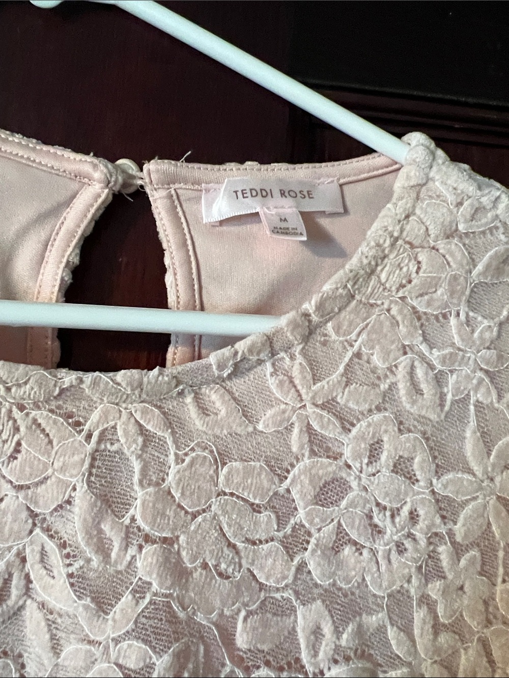 Floral Lace Overlay Top in Light Pink